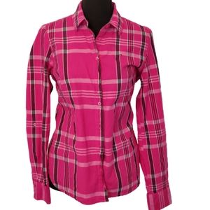 Tommy Hilfiger plaid button down shirt, pink small